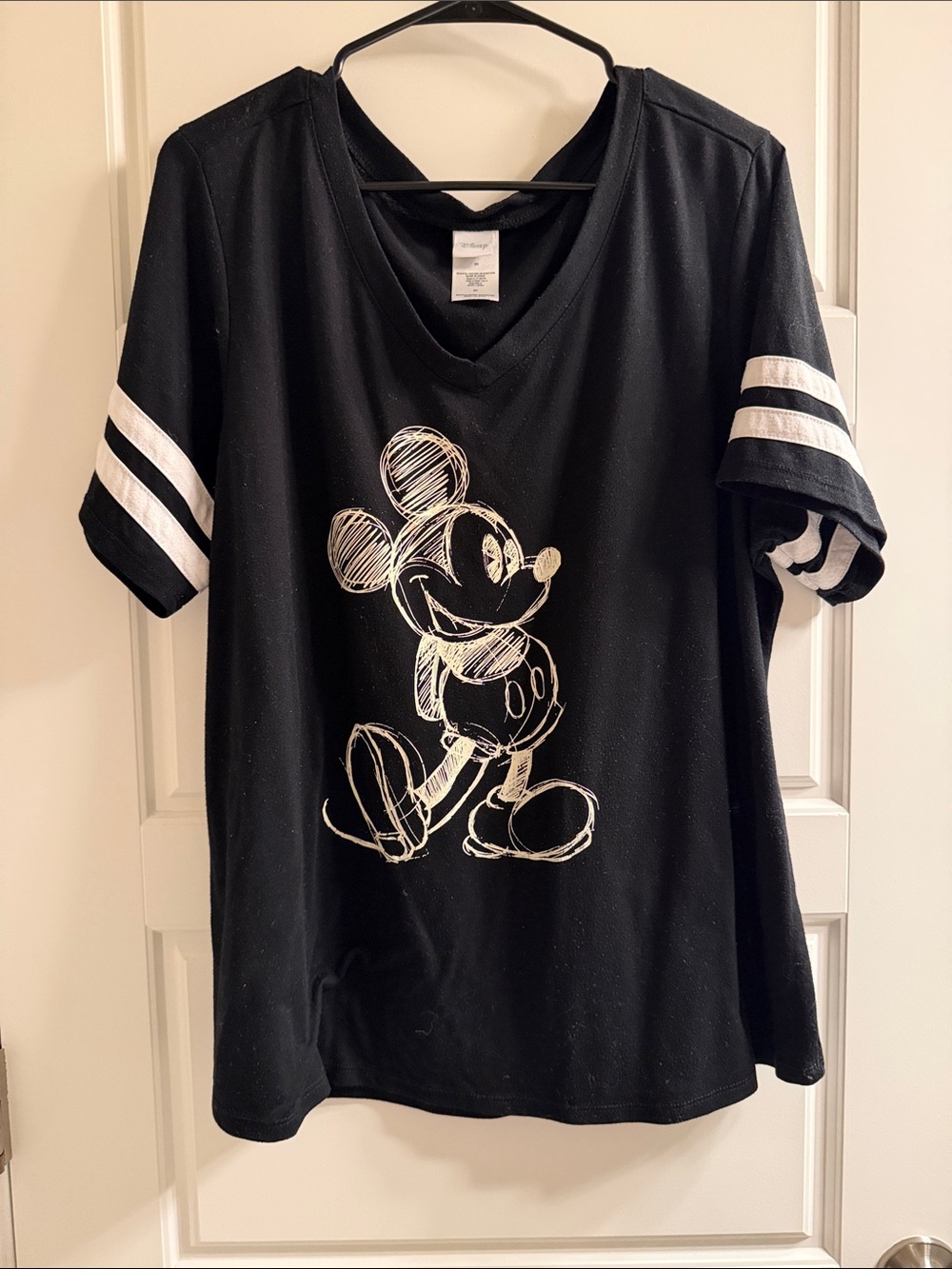 Disney Black Tee with White Sketch Mickey Mouse